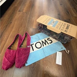 TOMS Fuchsia Corduroy Slip-Ons